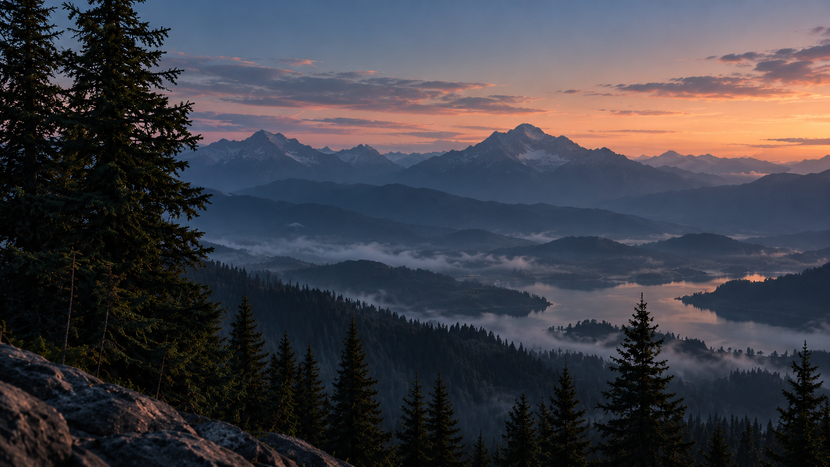 Atmospheric mountain landscape